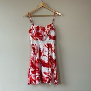 Aqua Multicolor Abstract Pattern Open Back Mini Dress Size XS